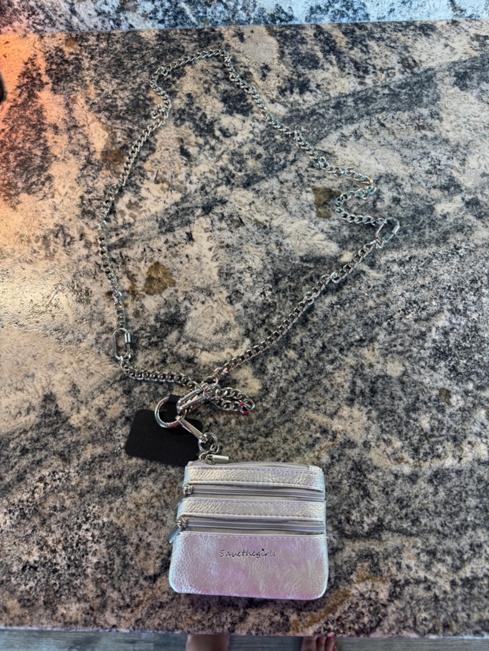 Silver Triple-Zip Coin Pouch Crossbody - Women Accessories